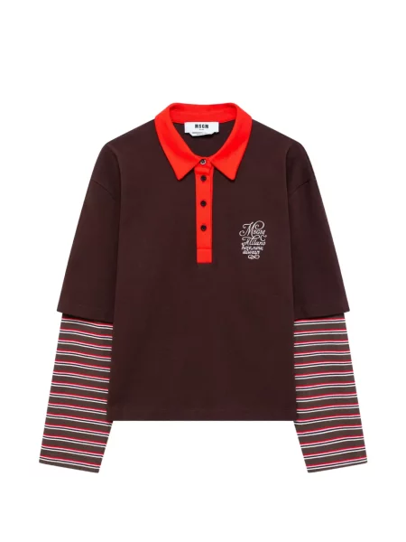 Tricou polo Msgm cu autograf maro