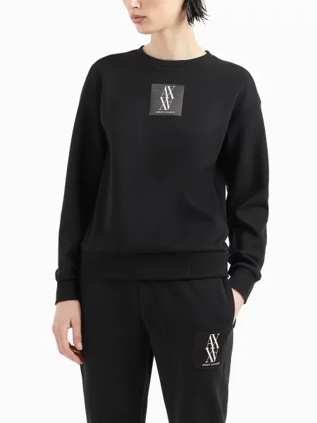 Світшот Armani Exchange віскоза/поліестер чорний