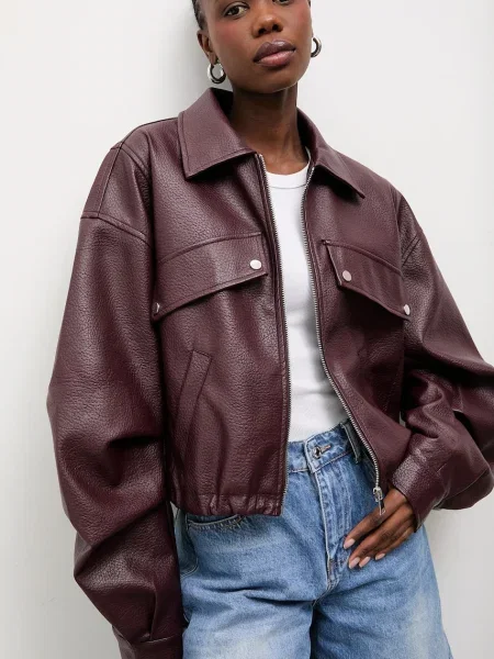 Answear.LAB kurtka oversize bordowa