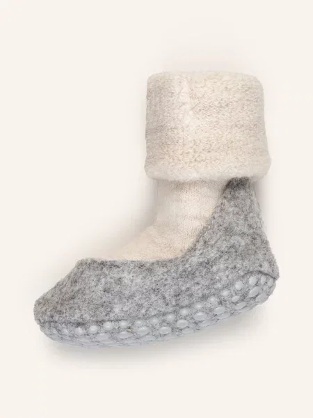 Falke Protiskluzové Ponožky Cosyshoe Z Merino Vlny světle šedá/ režná šedé
