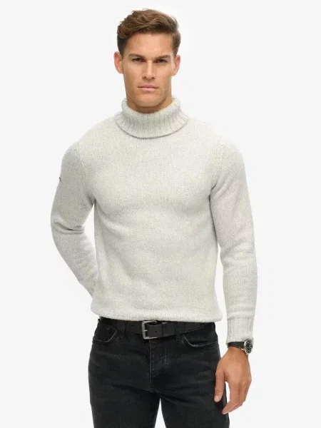 Superdry Szczotkowany sweter z golfem Glacier Grey szary