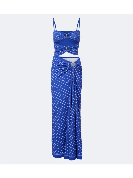 Rochie maxi Christopher Esber cu volane albastru