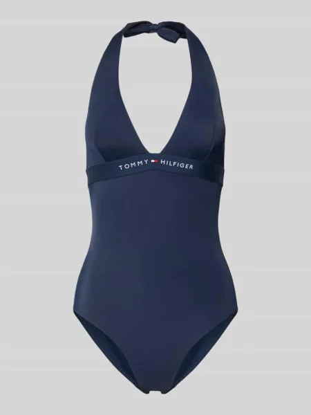 Kostium kąpielowy z nadrukiem z logo Tommy Hilfiger granatowy