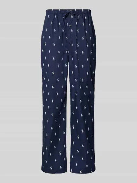 Spodnie od piżamy w kroju regular fit z czystej bawełny Polo Ralph Lauren Underwear granatowe