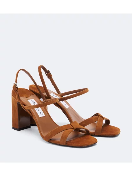 Sandale Jimmy Choo din piele de căprioară slingback maro