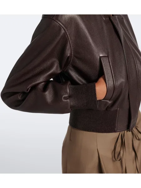 Ošišano kožna jakna Ralph Lauren Collection smeđa
