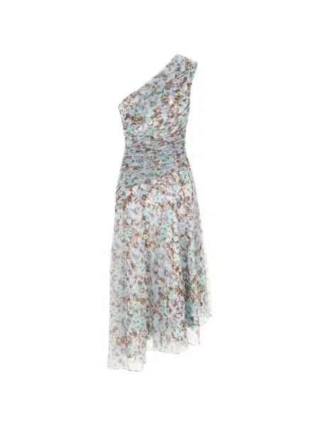 Rochie Tory Burch cu model floral cu imagine asimetrică albastru