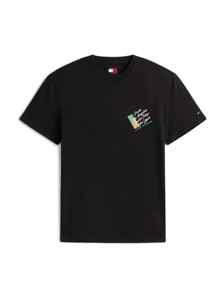 Tommy Jeans Tricou verde / portocaliu / negru alb