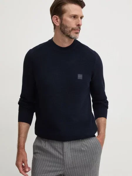 Boss Orange pulover din amestec de casmir marin light albastru