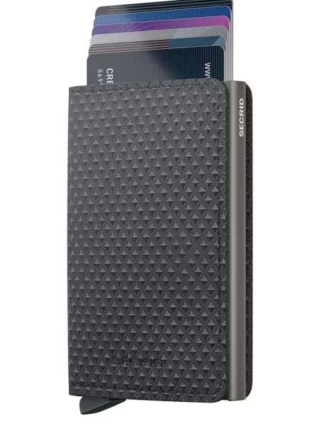 Secrid portofel RFID din piele PYRAMID gri