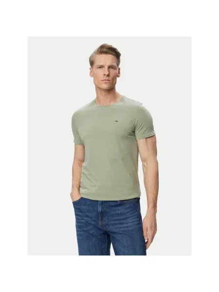 Tommy Jeans T-Shirt Χακί Slim Fit