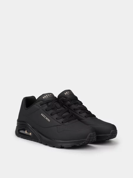 Кожаные повседневные кроссовки Skechers черные