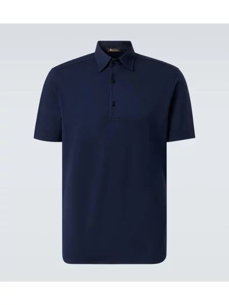 Polo Loro Piana din jerseu albastru