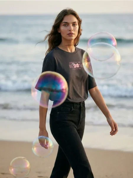 Футболка з квітковим принтом темно-сірий сіра