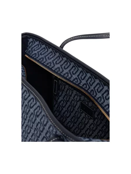 Torba tote z imitacji denimu model ‘Evrim’ Liu Jo White niebieska