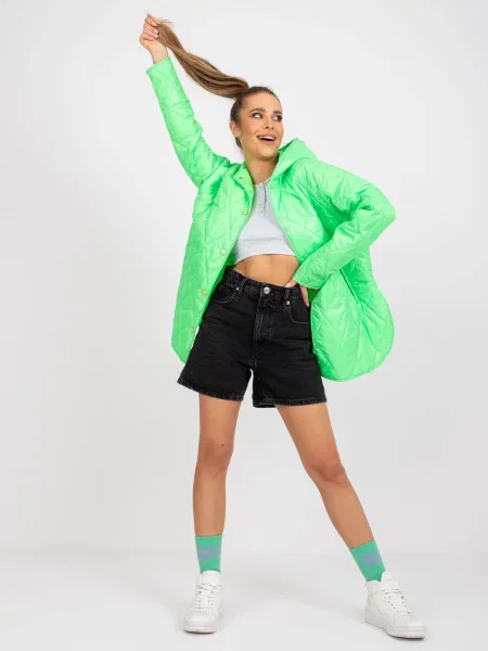 Geacă Fashionhunters cu glugă verde