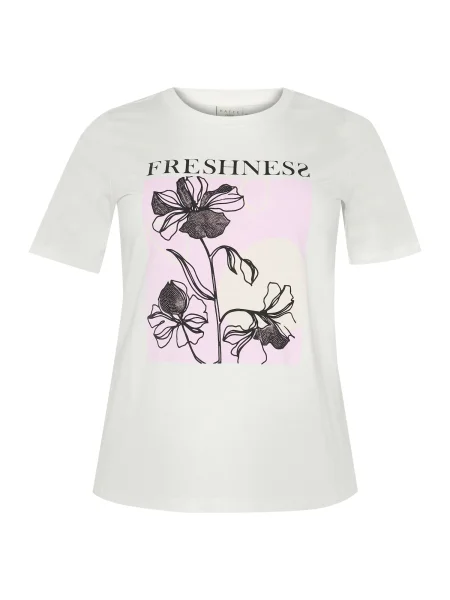 KAFFE CURVE Majica Crie svijetloljubičasta / crna bijela