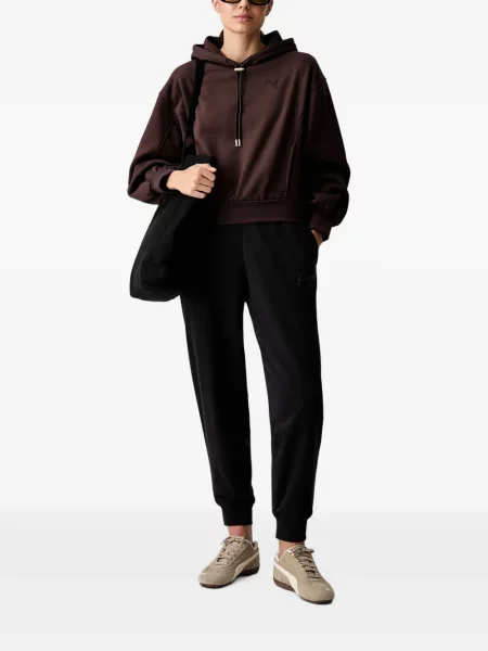 Hanorac cu glugă Puma cu broderie cu cordon maro