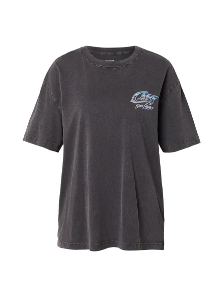 HOLLISTER Tricou albastru deschis / roșu / negru alb