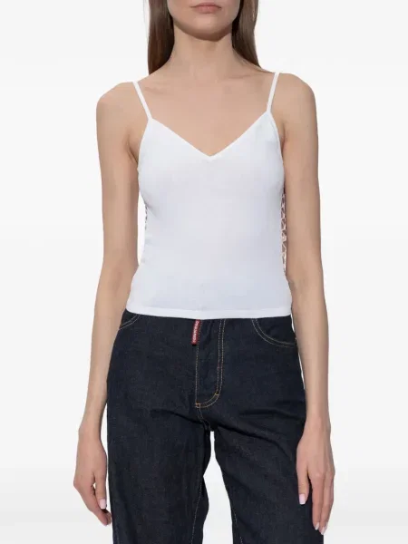 Top Dsquared2 cu decolteu în V alb