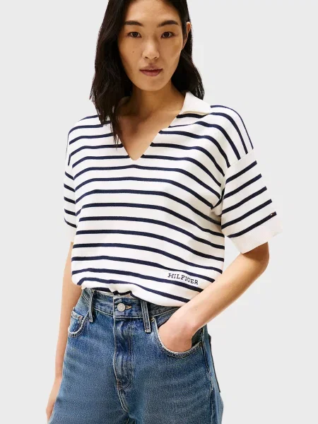 Смугасте міні поло Tommy Hilfiger біле
