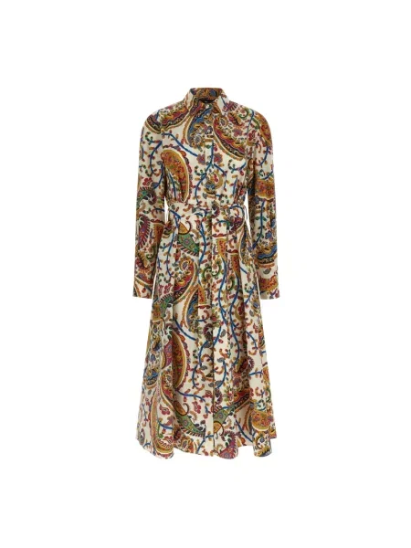 Wielobarwność sukienka koszulowa Etro z długim rękawem do kolan