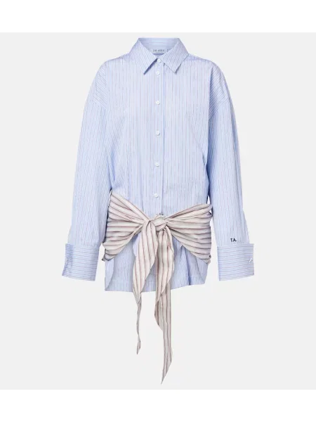 Rochie tip cămașă The Attico cu dungi de costum albastru