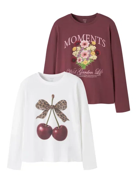 NAME IT Tricou NKFVOTEA verde / roz pal / roșu burgundy alb
