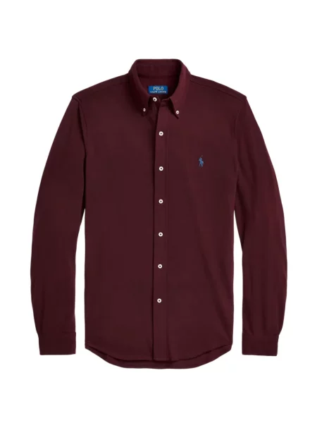 Tricou polo Polo Ralph Lauren cu glugă cu blană cu broderie roșu