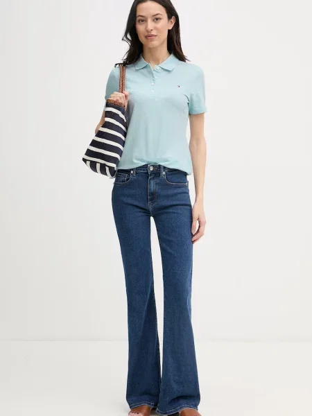 Tommy Hilfiger polo majica z bombažem modra