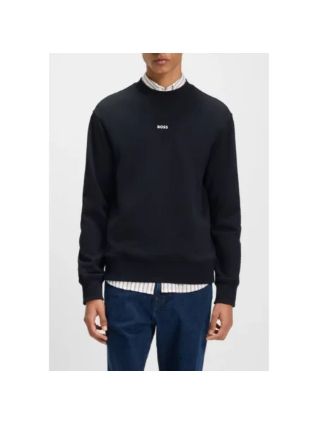 Bluza z kapturem Hugo Boss z kapturem frotte z dekoltem w kształcie litery U niebieska