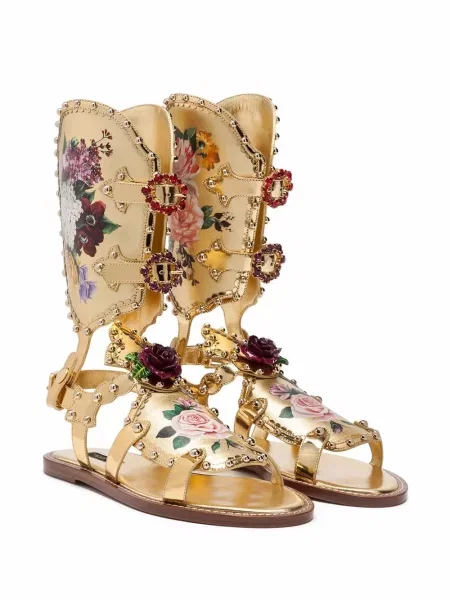 Φλοράλ σανδάλια Dolce & Gabbana χρυσό