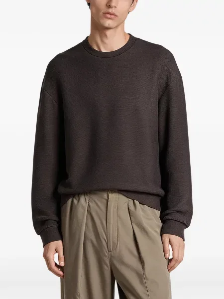Hanorac crewneck Giorgio Armani tricotate cu decolteu rotund maro