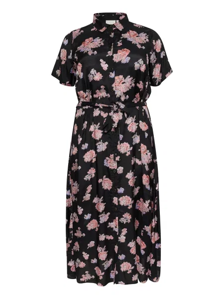 KAFFE CURVE Košulja haljina Cilone bež / ljubičasta / crna bijela