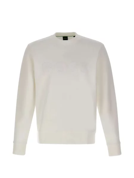 Hanorac crewneck Boss cu decolteu rotund cu nervuri cu autograf