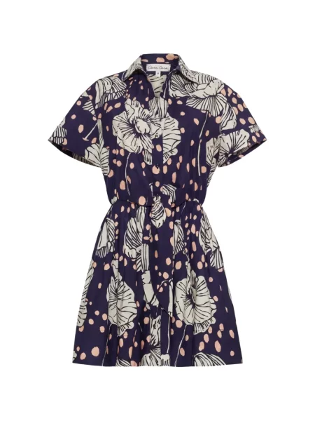 Rochie mini Cara Cara cu model floral cu imagine cu legături albastru