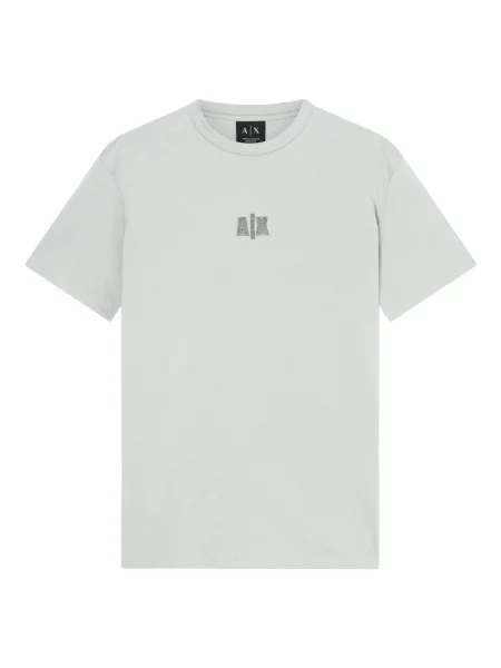 T-shirt z logo i okrągłym dekoltem Armani Exchange zielona