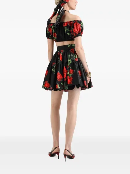 Fustă Dolce & Gabbana cu imagine din poplin negru
