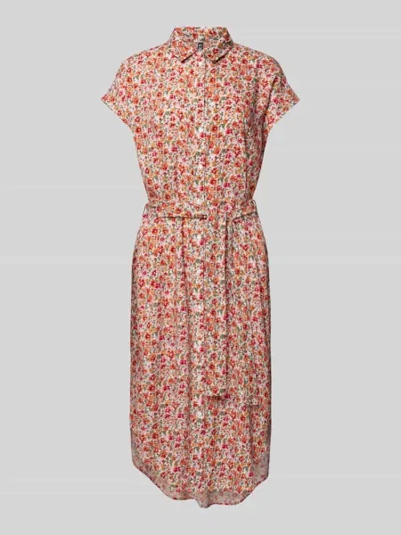 Sukienka midi z nadrukiem na całej powierzchni model ‘NYA’ Pieces biała