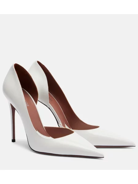 Pantofi cu toc Paris Texas din piele de lac alb