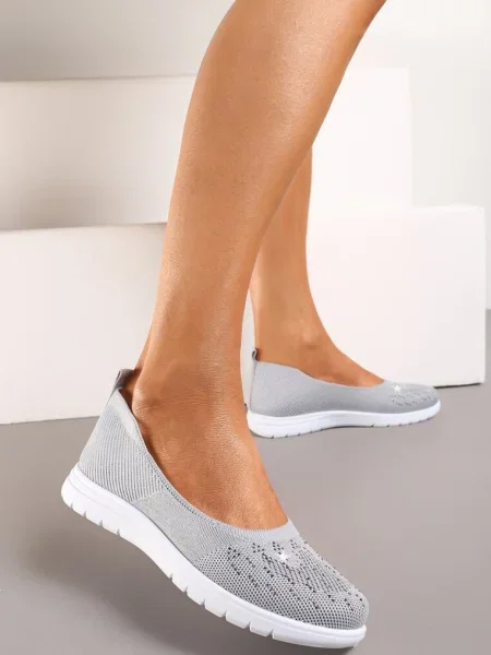 Teniși platforma decorați cu zirconii Lomadia gri