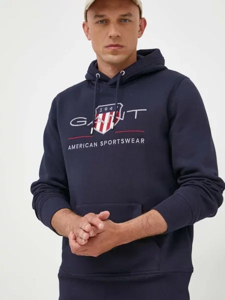 Gant bluza granatowy z kapturem z aplikacją niebieska