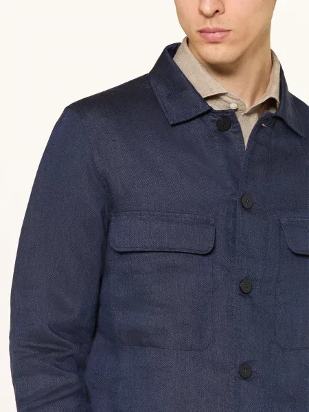 Olymp Signature Lněná Košile tmavě modrá