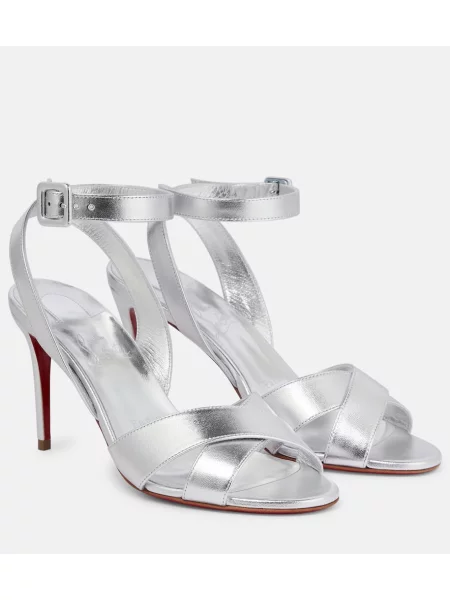 Sandale Christian Louboutin din piele argintiu