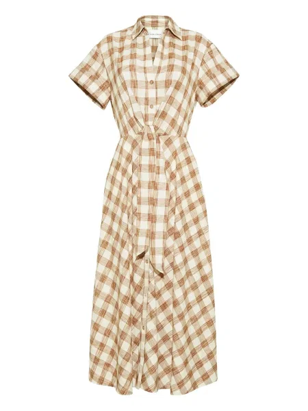 Sukienka midi Cara Cara do kolan garniturowa brązowa