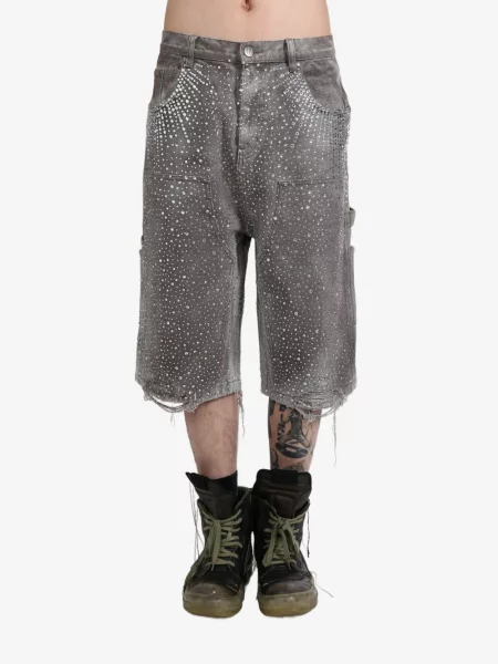 Szorty jeansowe Birth Of Royal Child z kryształkami brązowe