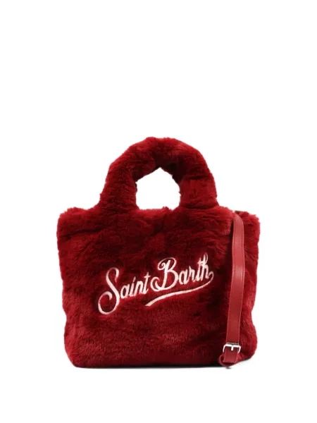Geantă shopper Mc2 Saint Barth cu broderie cu blană roșu