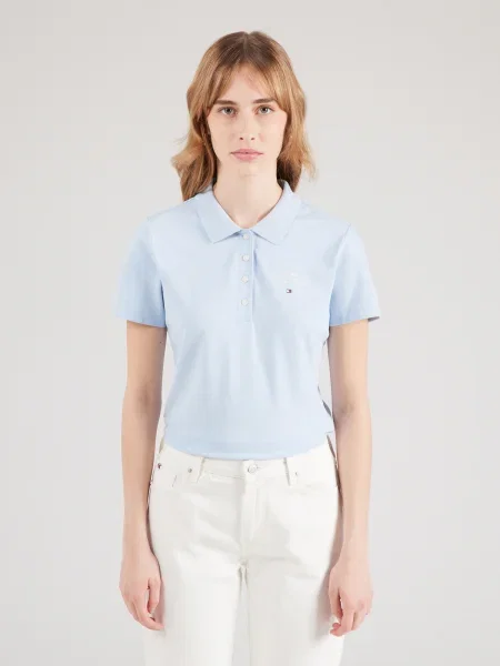 Tommy Hilfiger Polo marškinėliai Žydra Slim Fit balta