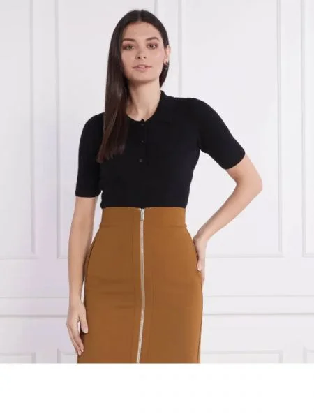 Trussardi Gyapjú tenisz póló kasmír hozzáadásával fekete