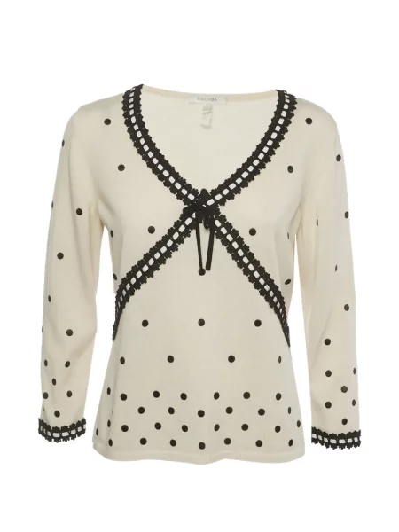 Top Max Mara cu buline cu decolteu în V galben